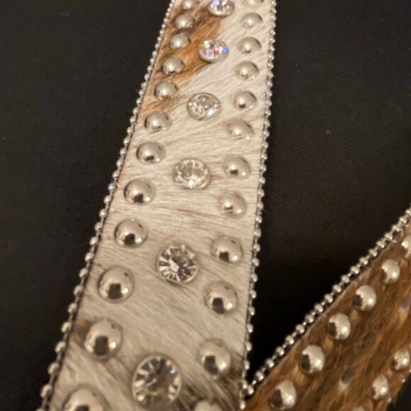 Nocona Women’s Leather/Calf Hair Rhinestone/Studs Western/Cowgirl Belt Size - Picture 5 of 14